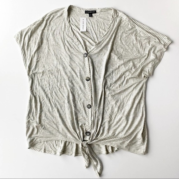 Lane Bryant Tops - Lane Bryant Knot T-Shirt Button Up Striped 22/24